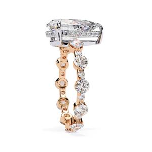 Anillo de Compromiso, Boda o Aniversario Unisex de Oro Sólido de 14K con Diamante Sintético Cultivado en Laboratorio con Corte Pera, Estilo Clásico, Certificado por IGI - Product Image 5