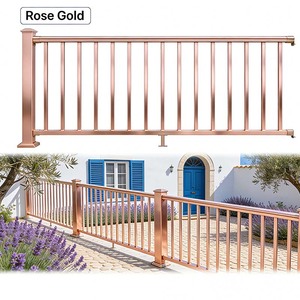 पोर्च डेक सीढ़ी रेलिंग किट स्टेनलेस स्टील एल्यूमीनियम काले बनावट पाउडर-कोट फिनिश बालकनी विला सुरक्षा रेलिंग - Product Image 3