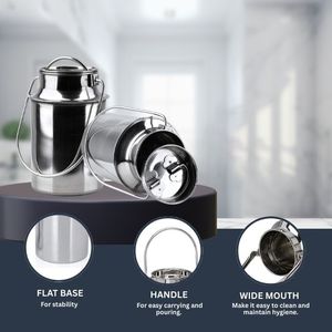 Conteneur à lait en acier inoxydable de 1100 litres, fût à lait, seau à lait, baril, bidon d'expédition, seau à lait avec couvercle et poignée, fabricant en gros - Product Image 2