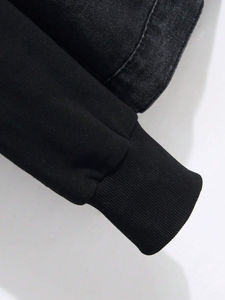 Veste coupe-vent à capuche en denim noir Fazn Industry pour homme, col montant, délavage acide, vintage, entièrement personnalisable, vestes pour homme - Product Image 4