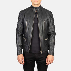 Damian Genuine Cowhide Leather <b>Biker</b> <b>Jacket</b> Reversible with Zippered Closure XS to 6XL Sizes Available - Product Image 1