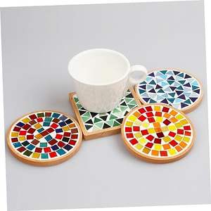 Posavasos de Mosaico de Madera, Bambú y Vidrio, Alfombrilla para Bebidas, Protección de Mesa, Proveedor Mayorista, Artículos de Cocina, Comedor y Bar, Cuadrados y Redondos - Product Image 3