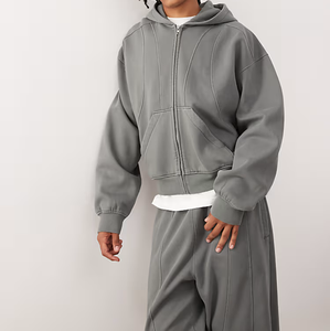 Custom <b>Oversized</b> Men's Winter Heavyweight 100% Cotton Sportswear Embroidered Hoodie <b>Sweatpants</b> Suit Jogger Casual Tracksuits - Product Image 1