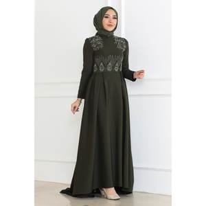 Vestido Khaki 6121 con Detalle de Perlas, Estilo Casual - Product Image 3