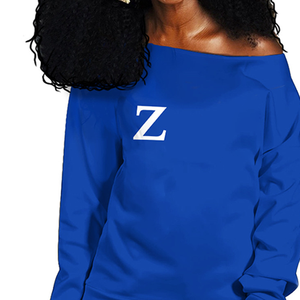 Sudadera personalizada Zeta con hombros descubiertos para mujer con bordado de hermandad camisa de invierno personalizada para mujer - Product Image 3