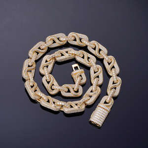 Custom Gold Plated Cuban Link VVS Moissanite Diamond Iced Hip Hop IGI Certified Men's <b>Necklace</b> - Product Image 1