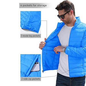 Chaqueta Acolchada Ligera para Hombre, Repelente al Agua, Cortavientos, Aislante, Abrigo de Invierno Transpirable, Exterior de Nailon, Interior de Poliéster Suave - Product Image 5