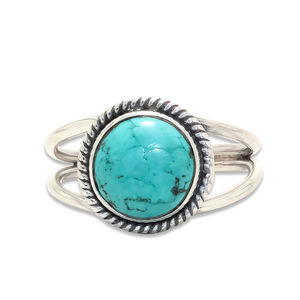 แหวนเงินสเตอร์ลิง925แท้แหวนดีไซน์เรียบง่ายแหวนพลอยเทอร์ควอยซ์เครื่องประดับมินิมอลเครื่องประดับราคาโรงงานขายส่ง - Product Image 1