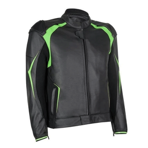 Unisex Black & Green Cowhide Leather High Performance Motorbike Jacket CE Approved Protections Racing Motorcycle Jacket - Product Image 3