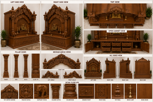 Customized Dark Walnut Polish Solid Teak Wood Modern Durable Hindu Pooja <b>Mandir</b> Home Temple Export Quality - Product Image 6
