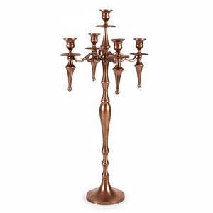 Candelabre en métal vintage de luxe à 5 bras, fait à la main, plaqué argent, pour la décoration de la maison et des mariages, centre de table - Product Image 4