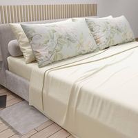 Parure de draps en microfibre de polyester moderne de haute qualité, 6 pièces, motif imprimé numérique uni, 300 fils, tissée, infroissable et rafraîchissante