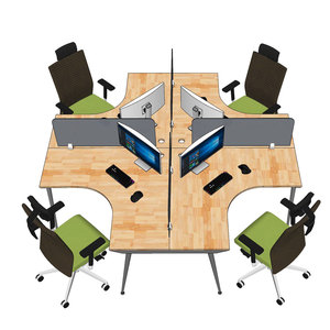 Mesa de Centro Contemporánea en Forma de Cruz para 4 Personas, 240x240cm, con Patas de Hierro y Sistema de Montaje CONE HBCO053 - Product Image 3