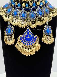 2024 Vintage nuevo diseño étnico de acero inoxidable personalizable afgano Kuchi Tribal conjunto hecho a mano estilo Bollywood pendientes collar - Product Image 5