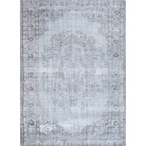 Tapis en laine bleue vintage fait main Pae-396, hauteur de poils longs, pour salon, couloir, chambre d'adolescent, motif médaillon rectangulaire abstrait - Product Image 1