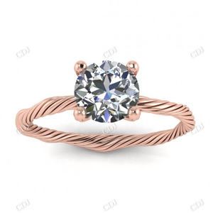 Bague de fiançailles tressée ronde en or massif Unique, bracelet torsadé, bijoux Moissanite, bague de mariage délicate personnalisée, offre spéciale - Product Image 4