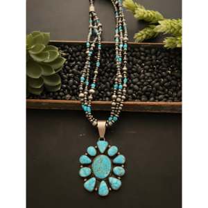 Collier/Pendentif Ella Peters en turquoise Kingman de haute qualité et argent sterling avec perle, idéal pour les occasions spéciales - Product Image 2