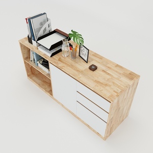 Contemporary 3-<b>Drawer</b> Metal File Cabinet 160x45x63cm Rubber Wood with Adjustable Feature for <b>Workshop</b> or Gym THS68017 - Product Image 5