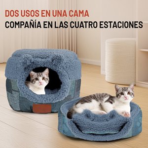 Set Letto per Cani e Gatti a Doppio Uso, Riscaldante, Spesso, Effetto Lino, Morbido Rivestimento in Pile, Imbottitura in Fibra di Poliestere, Lavabile in Lavatrice, Antiscivolo - Product Image 4