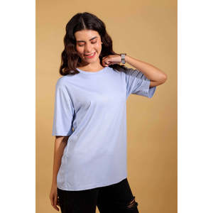 T-shirt classique d'été, écologique, à col oversize, coupe décontractée, manches courtes, tissu en coton tensil, pour un style quotidien sans effort - Product Image 4