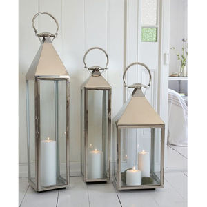 Cadre de finition brillant en métal argenté de qualité supérieure avec couvercle en verre Lanterne à bougie faite à la main pour le meilleur prix Déco - Product Image 2