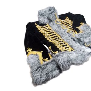 Hussar Jacket Suit <b>Gold</b> Braid Ceremonial Uniform Made Cotton Black <b>Wool</b> Napoleonic Vintage Steampunk Tunic Pelisse jacket - Product Image 1