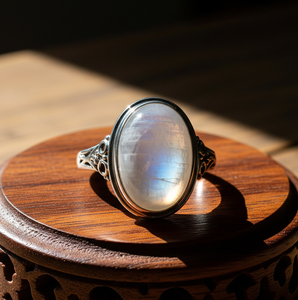 Bague tendance en argent 925 personnalisée de haute qualité, cristal de pierre de lune bleue, plaqué or rose rhodié, dernière conception, bande de fête de mariage - Product Image 4