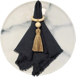 Porte-serviette en bois avec breloque en jute pour décor de table rustique événements de mariage fêtes hôtel salle à manger accent naturel - Product Image 6