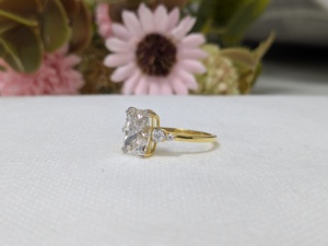 Lurba_Jewels Certified Moissanite Engagement <b>Ring</b> 14K Yellow Gold Wedding Proposal Promise <b>Ring</b> <b>for</b> Her Minimalist Jewelry - Product Image 4