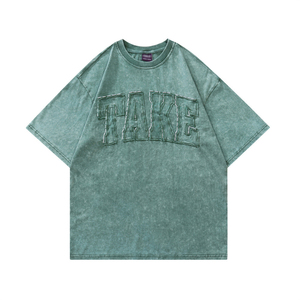 100% algodón holgado de alta calidad, ropa de calle holgada, camiseta con logotipo personalizado bordado impreso, camiseta de lavado ácido para hombres - Product Image 3