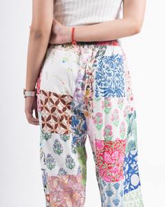 Pantalon sarouel à patchwork toutes saisons avec élastique Baggy Vêtements de festival d'été pour femmes hommes Vente en gros Pantalon d'été avec poches - Product Image 2