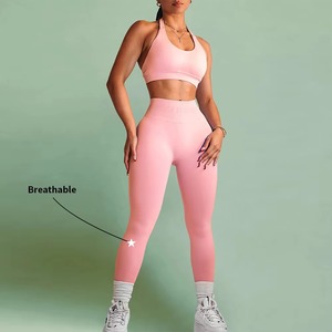 Ensembles de yoga pour femmes, ensembles d'entraînement 2 pièces - Tenues de yoga sans couture effet délavé, shorts et haut court assortis, ensemble de vêtements de sport pour la gym - Product Image 5