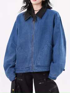 Chaqueta Vaquera Premium de Nuevo Estilo para Mujer, Chaqueta Vaquera Ajustada de Manga Larga con Bolsillo Azul de Algodón, Chaquetas Clásicas Casuales de Moda para Exteriores - Product Image 6
