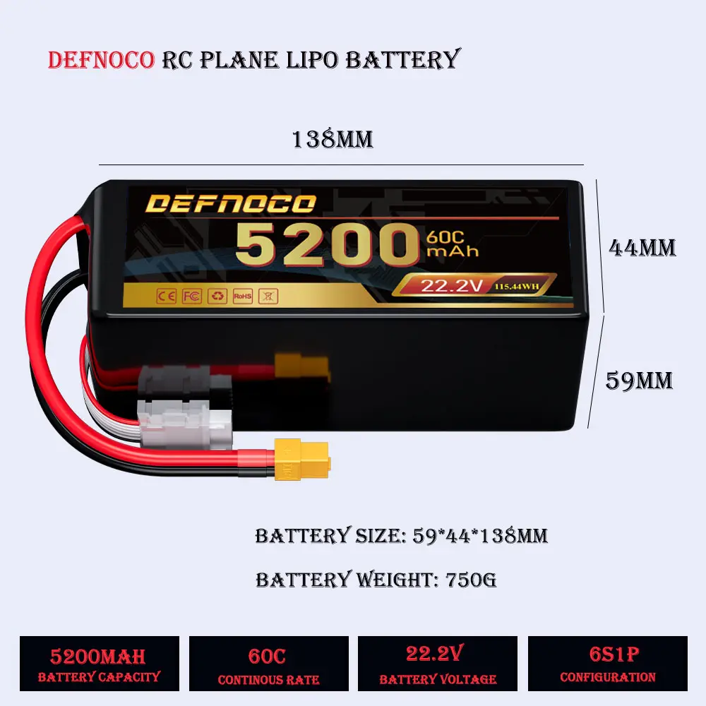 Dark Lithium 5200mah 6s 5000mah 22.2V 60C XT60 RC LiPo Battery Air Drone High Discharge C Rating Performance Helicopter