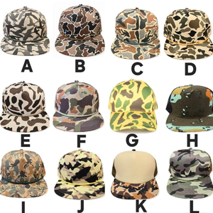 ODM OEM 5 Panneau Snapback Chapeau Ri256 Chapeau Logo Broderie Personnalisée Motif Camouflage Bord Plat avec Corde pour la Chasse et la Pêche en Plein Air - Product Image 4