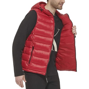 Chaleco acolchado de poliéster de concha suave de invierno personalizado de alta calidad para hombre con capucha ropa de calle de guata de algodón cálido con tela tejida - Product Image 6