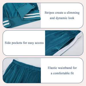 Pantalones de chándal de 2 piezas holgados para mujer, Chaqueta larga con cremallera, chándal de terciopelo, decoración con botones, chándal de lona, conjunto de ropa de descanso - Product Image 3