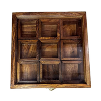 Boîte à épices en bois de manguier indien, artisanale, durable, écologique, résistante au lave-vaisselle, outil de cuisine et organisateur de masala