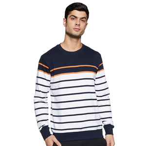 เสื้อสเวตเตอร์ลายทางของผู้ชายดีไซน์ตามสั่งเสื้อแฟชั่นคอกลมลำลองพิมพ์โลโก้อย่างมีสไตล์ผลิตในบังคลาเทศ - Product Image 3