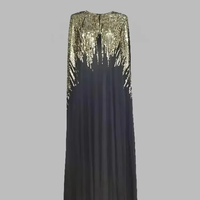 Robes de soirée élégantes pour femmes Robes maxi à manches chauve-souris Nouvelle mode Loose Rhinestone Round Neck Casual Black Robe