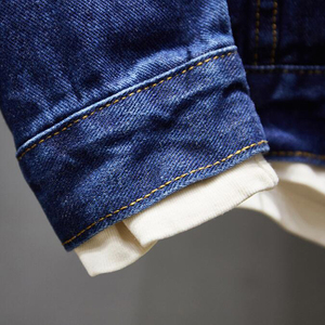 Nueva chaqueta vaquera clásica de otoño para hombre, abrigo vaquero ajustado de un solo pecho, chaqueta vaquera de color sólido para motocicleta - Product Image 4