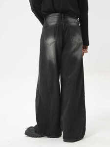 Personnalisé Vintage Stone Wash Loose Straight Cargo Baggy Jeans pour hommes Street wear Hip Hop Casual Wide Leg Jeans - Product Image 5