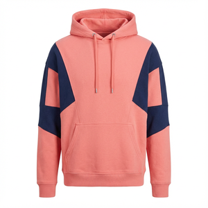 Sweat à capuche surdimensionné personnalisé de haute qualité pour hommes en couleur corail et bleu marine, sweat à capuche qui ne colle pas et ne est pas inconfortable - Product Image 1