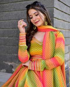 พรรคแต่งงานอินเดียปากีสถานสวมใส่ Georgette พิมพ์ดิจิตอล Salwar Kameez สำหรับผู้หญิงช้อปปิ้งออนไลน์ในอัตราขายส่งจากอินเดีย - Product Image 5