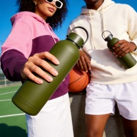 Bouteille d'eau réutilisable élégante pour filles avec finition mate, gourde isotherme mince de 500 ml pour les sports de plein air