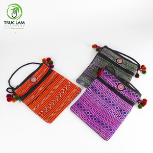 Hand-embroidered Brocade Retro Eco-Friendly Women Zipper Old Brocade Square Passport Holder With Ball-bunch <b>Wristlet</b> - Product Image 2