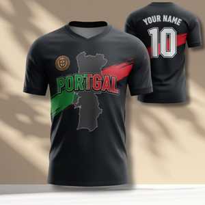 Maglietta Unisex per Tifosi di Calcio Portogallo WC 2026, T-Shirt Promozionale Rossa e Verde con Grafica per il Giorno della Partita - Product Image 1