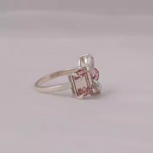 Anillo CVD de diamante cultivado en laboratorio a la moda para mujer, 2 unidades únicas, piedra de corte radiante, anillo de propuesta de oro blanco sólido de 14KT - Product Image 2