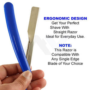 Rasoir professionnel en acier inoxydable à lames remplaçables pour hommes, qualité salon de barbier, coupe de barbe avec lame droite pour la gorge - Product Image 3