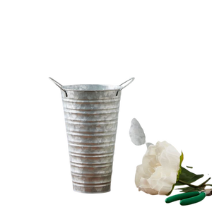 Cubo de maceta de Metal blanco moderno con decoración galvanizada, florero de jardín interior con mango de granja para decoración del hogar - Product Image 6